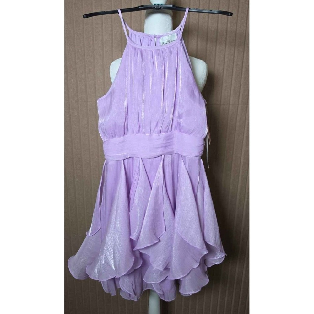 Rare Editions Girls Lavender Shimmer Halter Tiered Party Dress 16 NWT